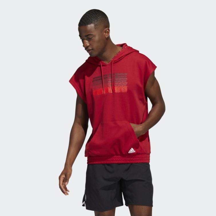 Donovan Mitchell Sweat à Capuche Manches Courtes Adidas Victoire Rouge