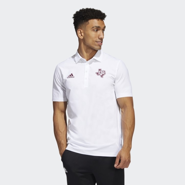 Adidas Polo Blanc Des Entraîneurs Du Stade Aggies