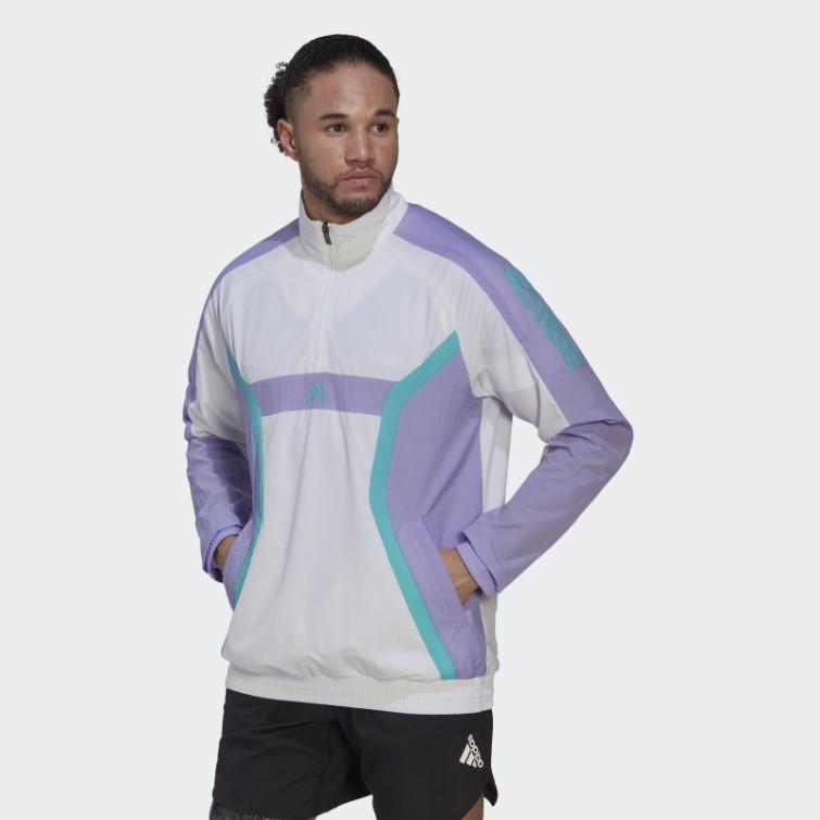 Adidas Top D'entrainement Zip Quart Blanc