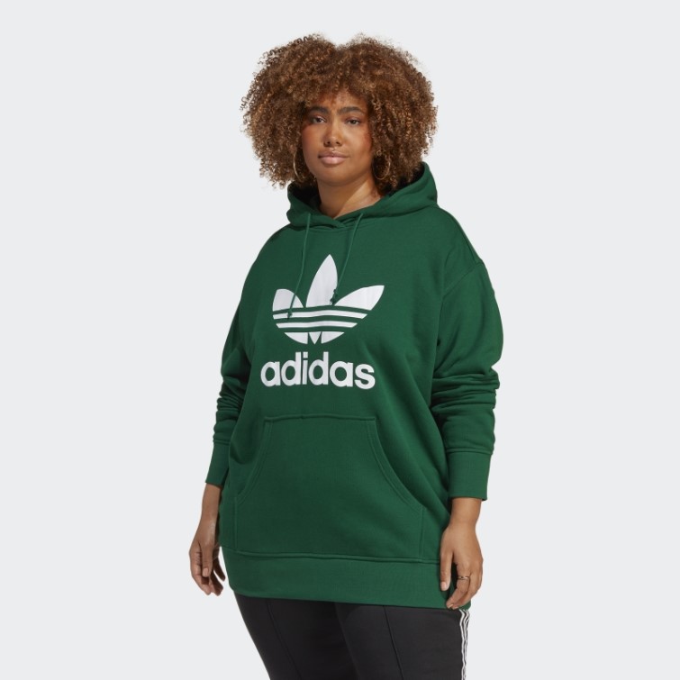 Adidas Sweat à Capuche Trèfle Vert Foncé (grande Taille)