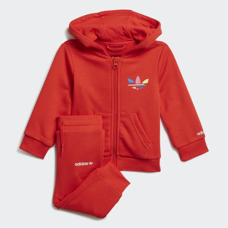 Ensemble Sweat à Capuche Zippé Adicolor Rouge Adidas