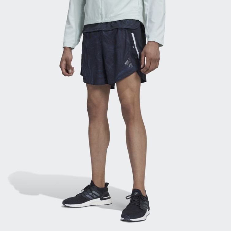 Chaud Adidas Conçu Pour Courir Pour Les Océans Short Bleu