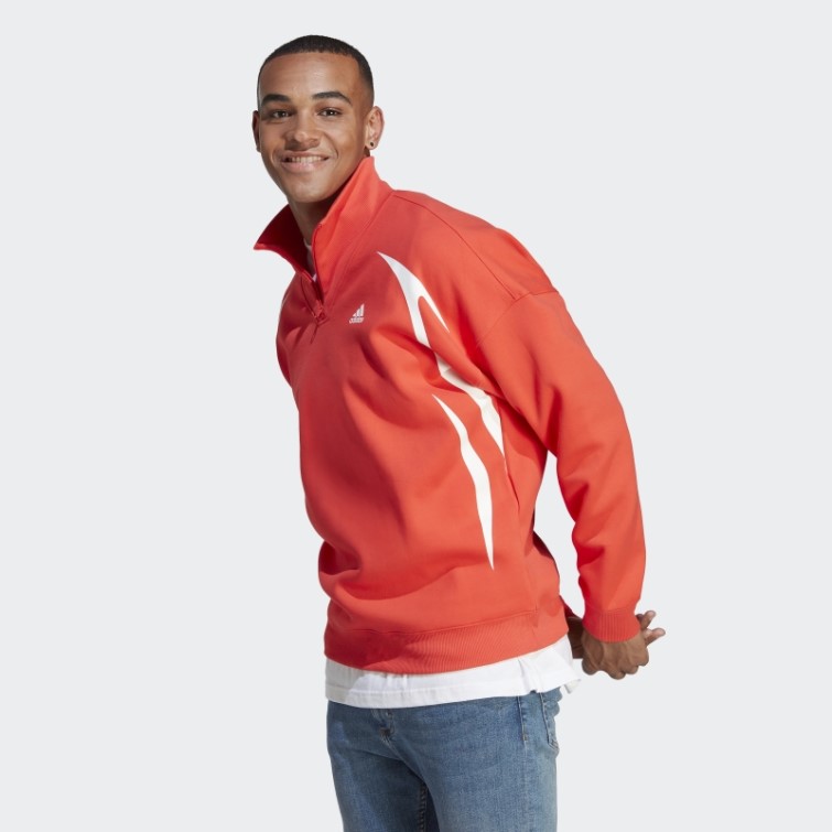 Sweat Adidas Colorblock Quarter Zip Rouge