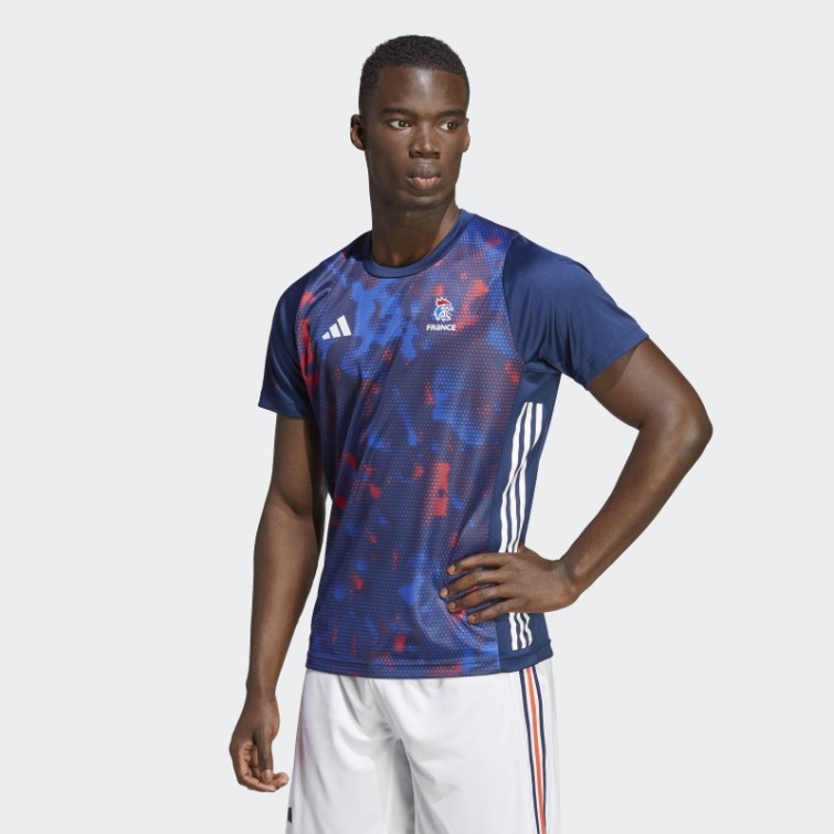 Tee Shirt France Handball Adidas Bleu Marine