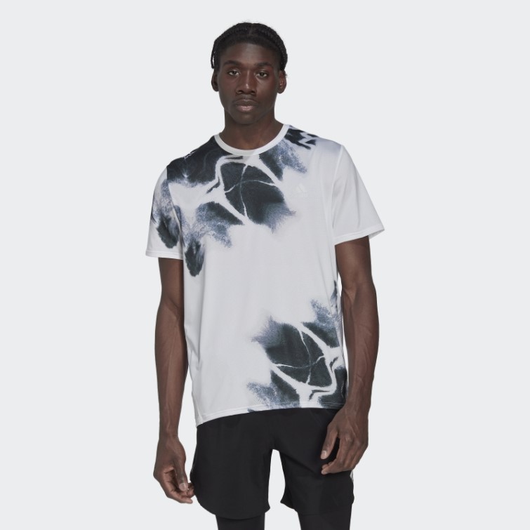 Adidas T-shirt De Course Graphique Rapide Blanc
