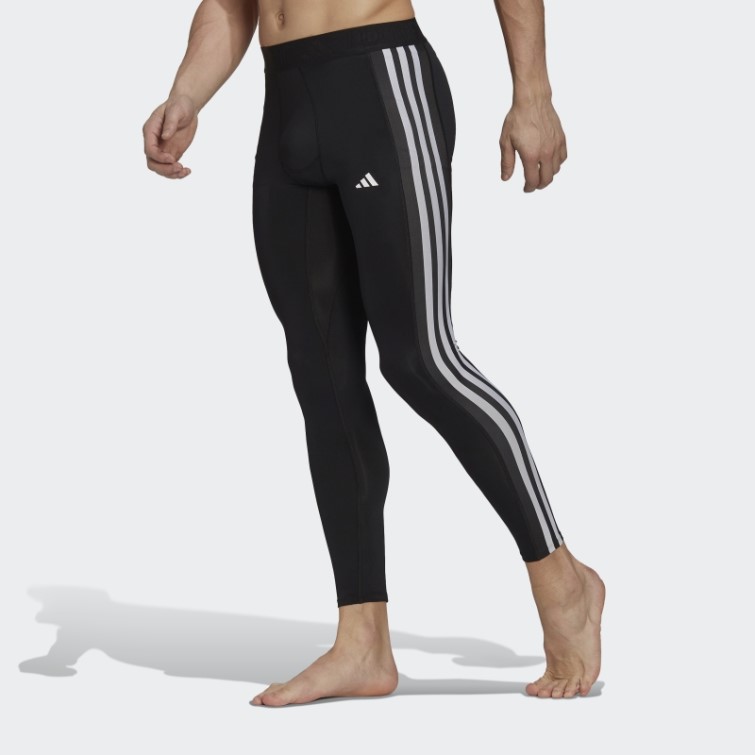 Collant Long D'entrainement Techfit 3 Bandes Noir Adidas