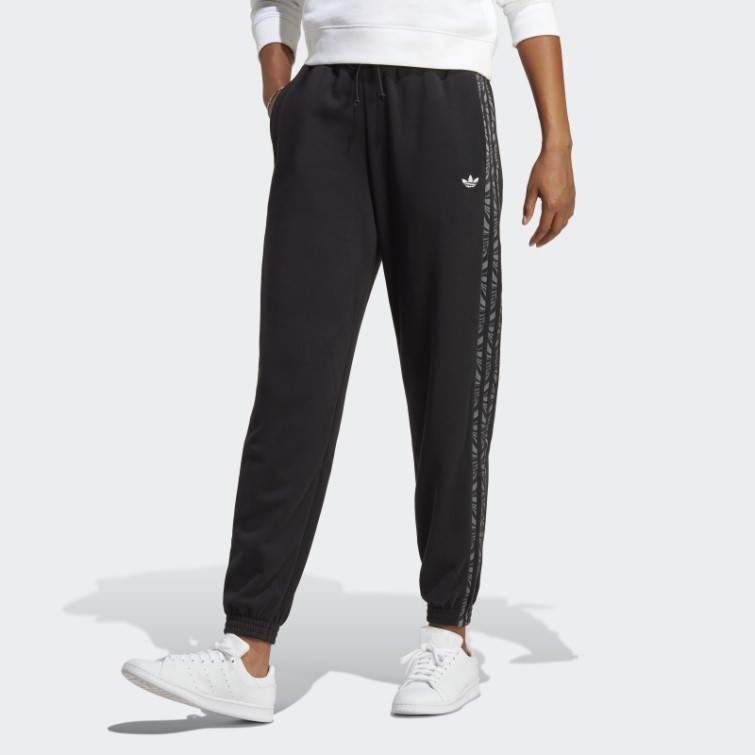 Adidas Pantalon De Jogging Noir Imprimé Animal Abstrait
