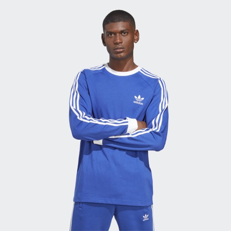 T-shirt à Manches Longues Adidas Adicolor Classics 3 Bandes Bleu