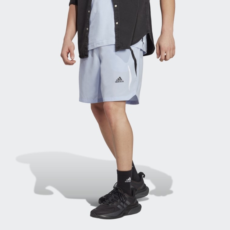 Adidas Bleu Short Tissé Color Block Aube