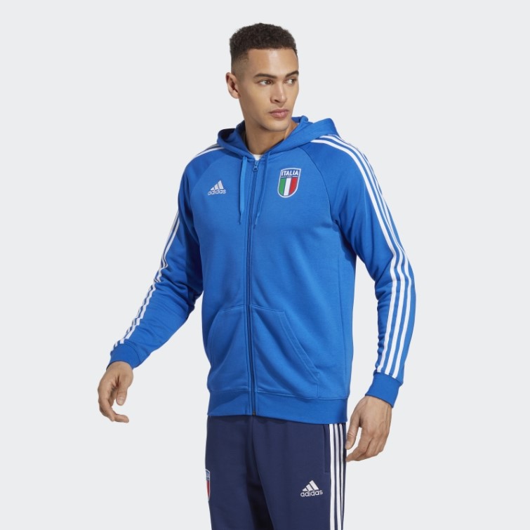 Sweat à Capuche Zippé Bleu Adidas Italy
