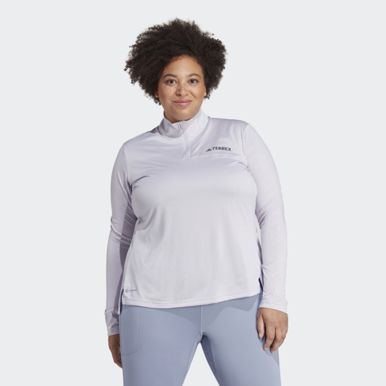 Haut à Manches Longues Demi-zip Terrex Multi (taille Plus) Silver Dawn Adidas