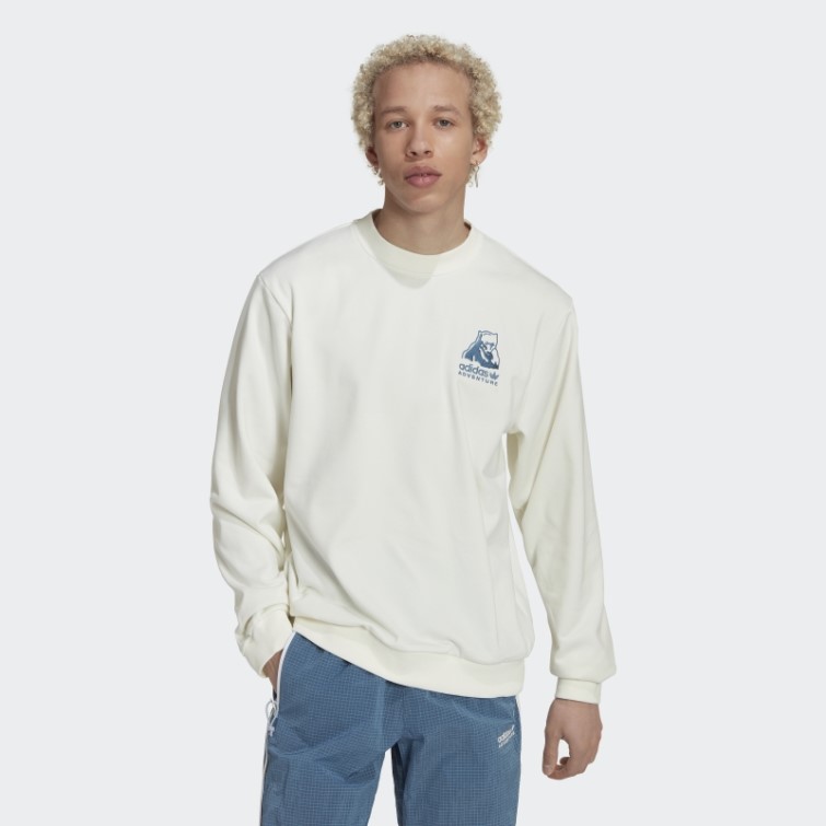 Sweat-shirt Ras Du Cou Adidas Aventure Hiver Blanc Chaud