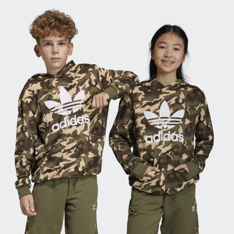 Adidas Sweat à Capuche Camouflage Beige