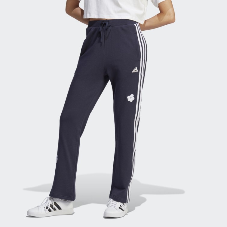 Adidas - Jogging Taille Haute à 3 Bandes Avec Patchs De Fleurs En Chenille Encre