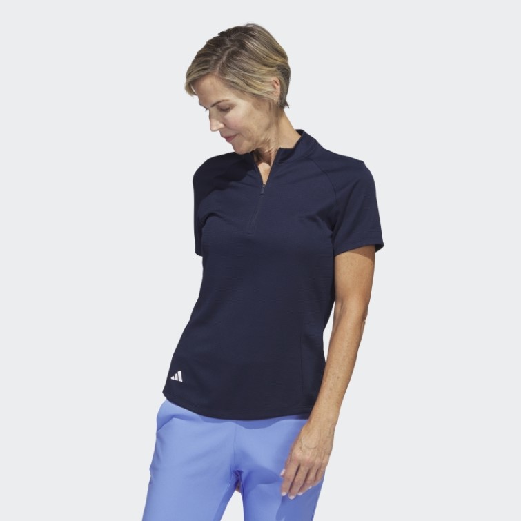 Polo De Golf Texturé Adidas Bleu Marine