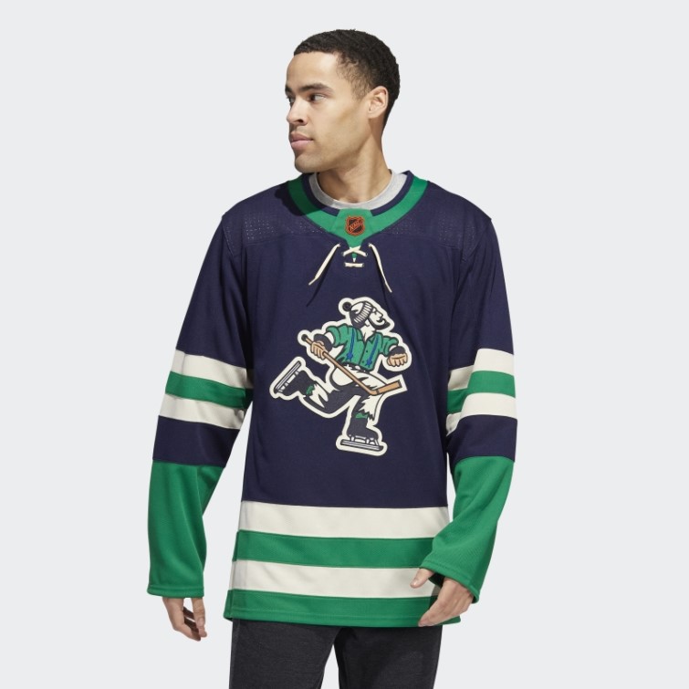 Maillot Adidas Bleu Marine 09 Ccm-sld Canucks Authentique Reverse Retro Wordmark