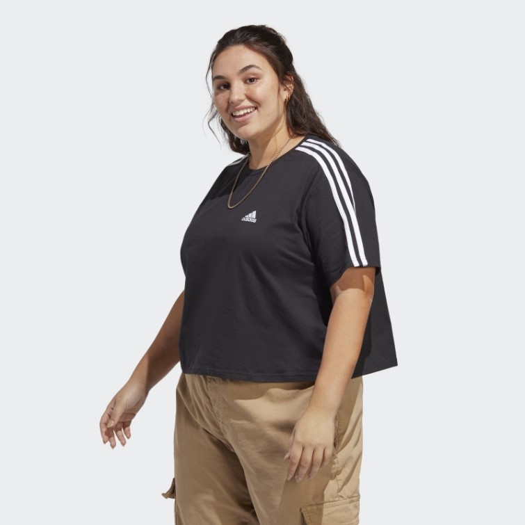 Crop Top En Jersey Simple à 3 Bandes Essentials Noir (taille Plus) Adidas