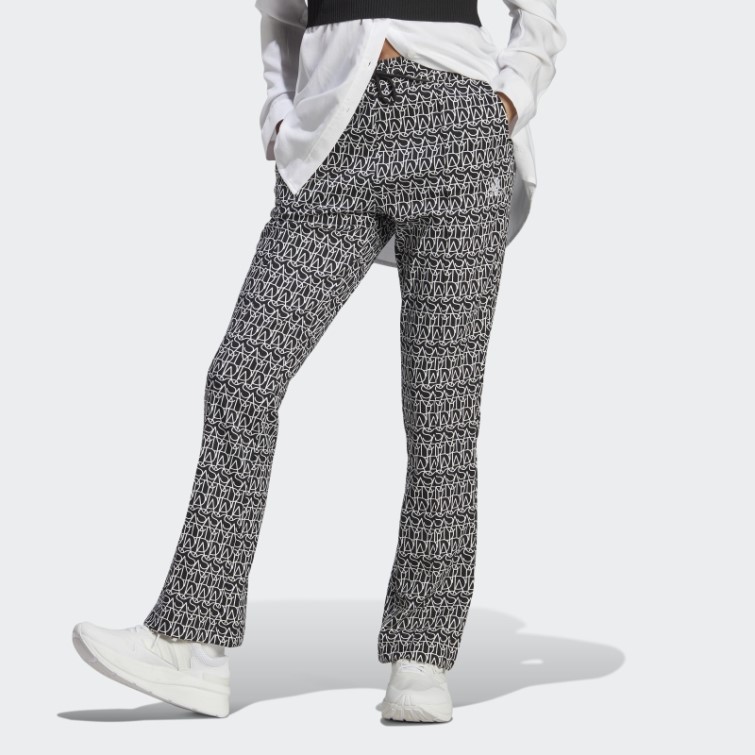 Pantalon évasé Graphique Taille Haute Adidas Allover Noir Chaud