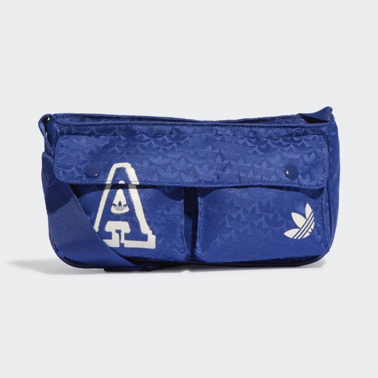 Adidas Trèfle Jacquard Monogramme Mini Sac De Ligne Bleu Victoire