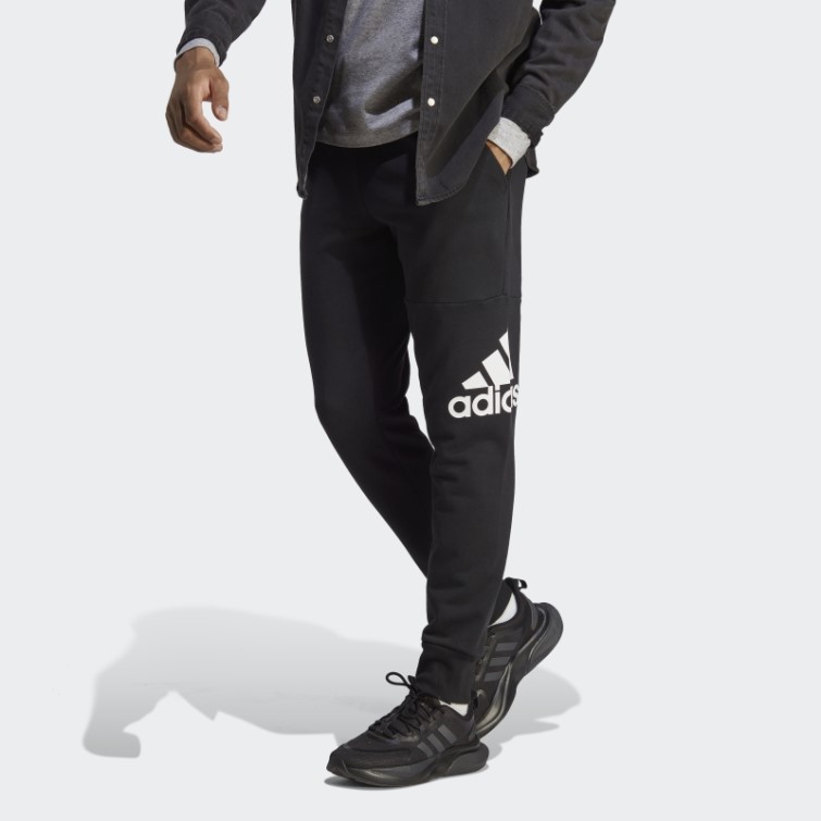 Adidas Pantalon Noir Essentiel En Molleton à Logo Et Chevilles Fuselées Adidas