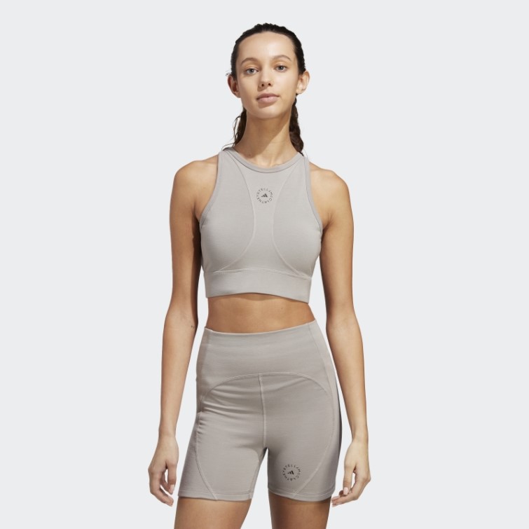 Adidas By Stella Mccartney Truestrength Yoga Crop Top Colombe Gris Chaud