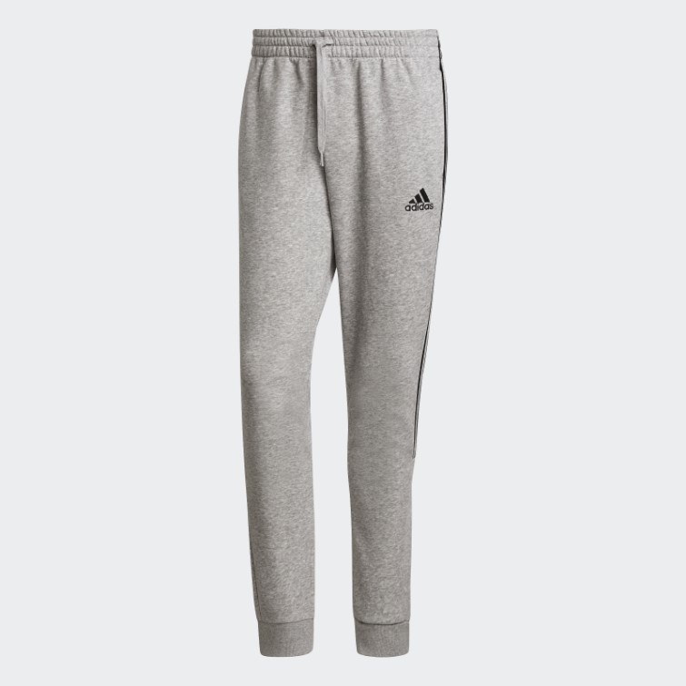 Pantalon Gris Moyen En Polaire Fuselée à 3 Bandes Adidas