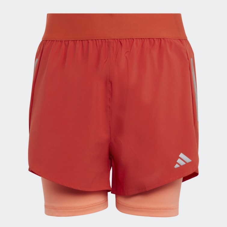 Adidas Short Tissé Deux En Un Aeroready Rouge