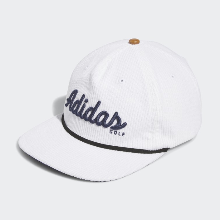 Adidas Chapeau En Corde à Cinq Panneaux En Cuir Velours Côtelé Blanc