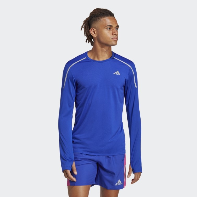 Adidas T-shirt De Course Rapide à Manches Longues Bleu