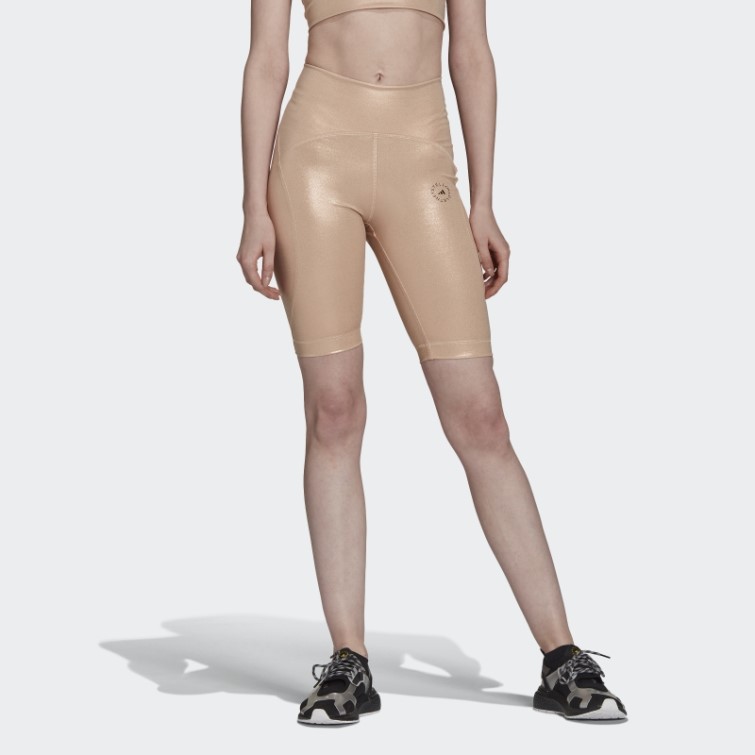 Adidas By Stella Mccartney Collants De Cyclisme Brillants Cuivre Métallique Mode