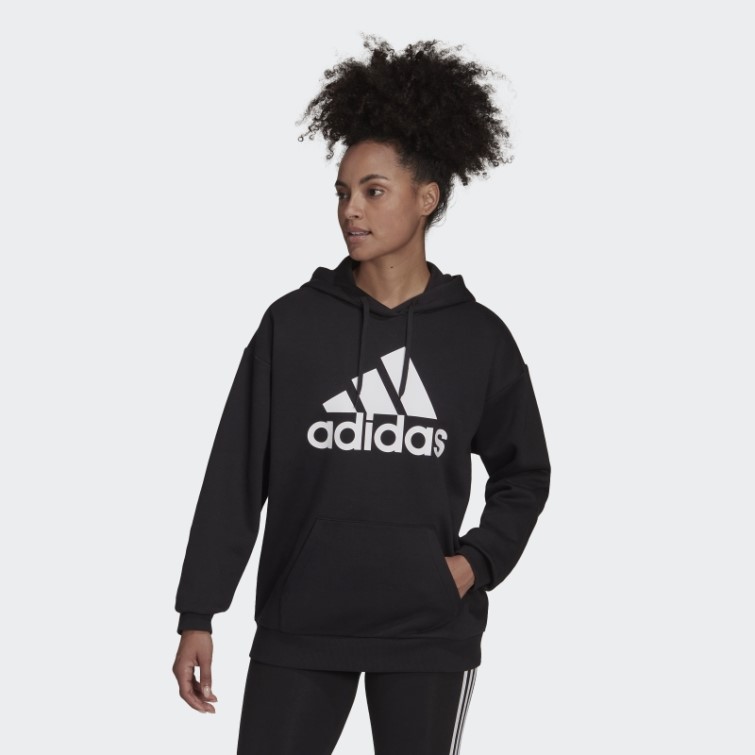 Sweat à Capuche En Polaire Boyfriend Avec Logo Adidas Essentials Noir