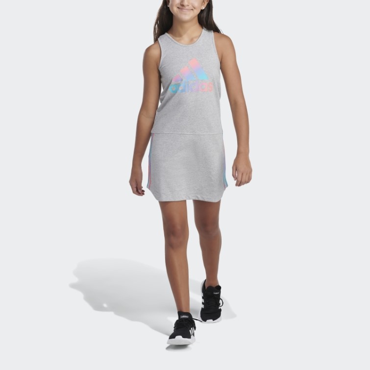 Robe Débardeur Ourlet Arrondi Adidas Gris Moyen