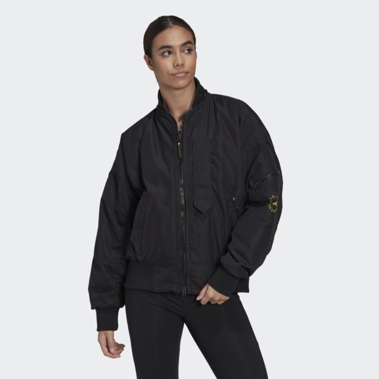 Adidas By Stella Mccartney Blouson Aviateur Tissé Noir