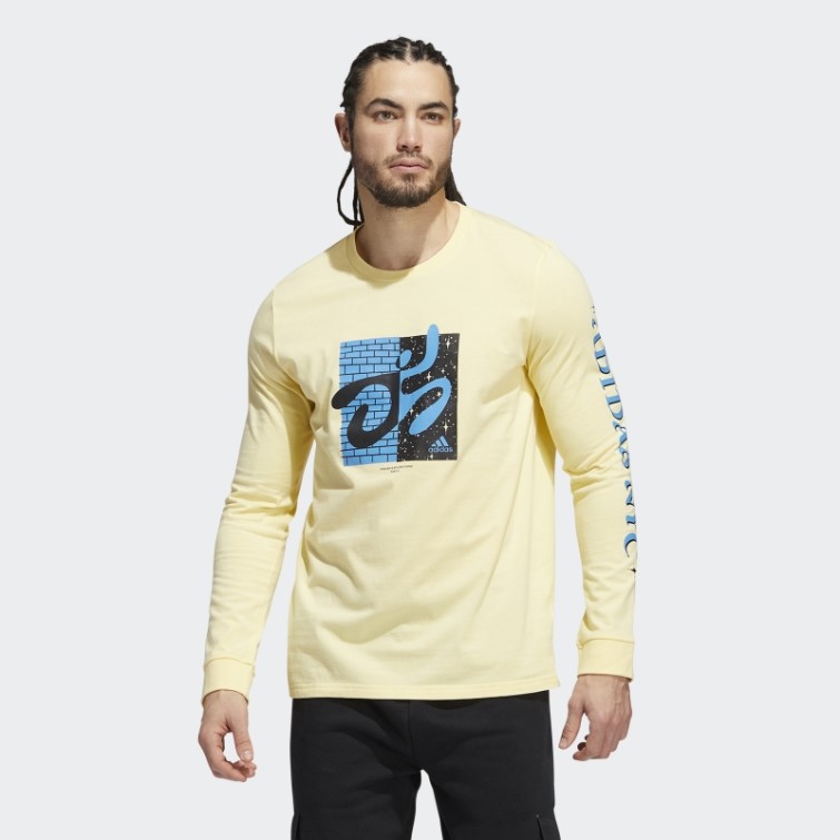 Adidas New York Series T-shirt Graphique à Manches Longues Jaune