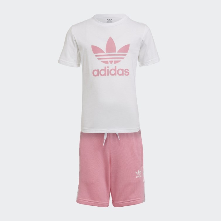 Ensemble Short Et Tee Adicolor Adidas Blanc