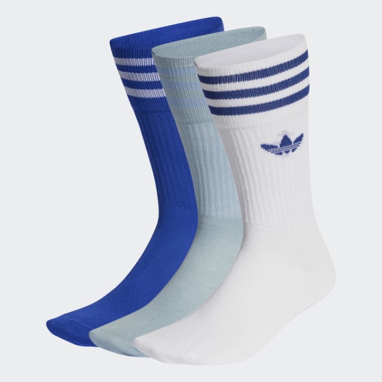 3 Paires De Chaussettes Adidas Crew Bleu