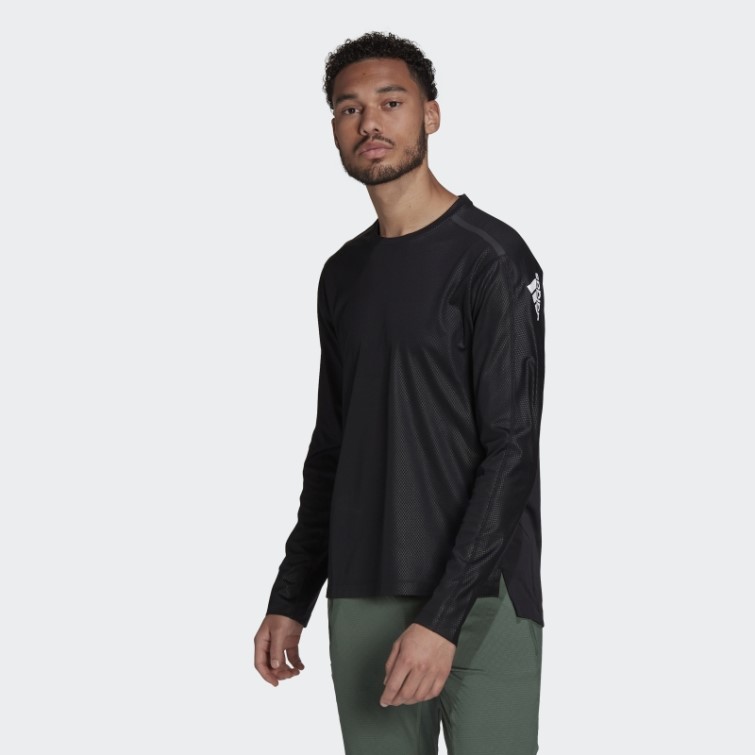 Adidas Haut D'entraînement Noir à Manches Longues Enduit De Pu