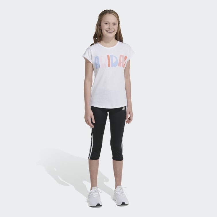 Tee Shirt Mancherons Adidas Blanc