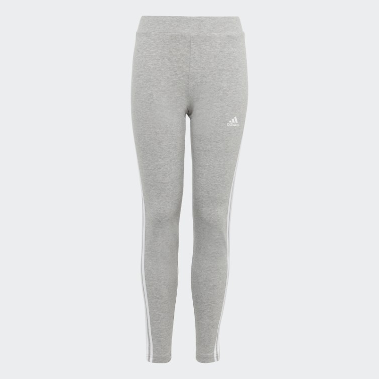 Adidas Essentials 3-stripes Collants En Coton Gris Moyen