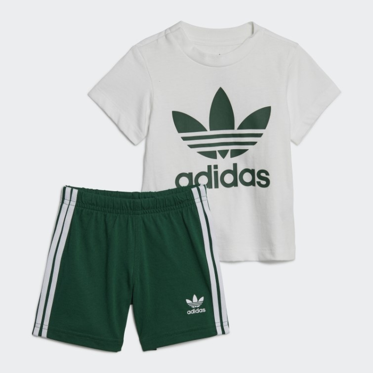 Short Trèfle T-shirt Vert Foncé Adidas