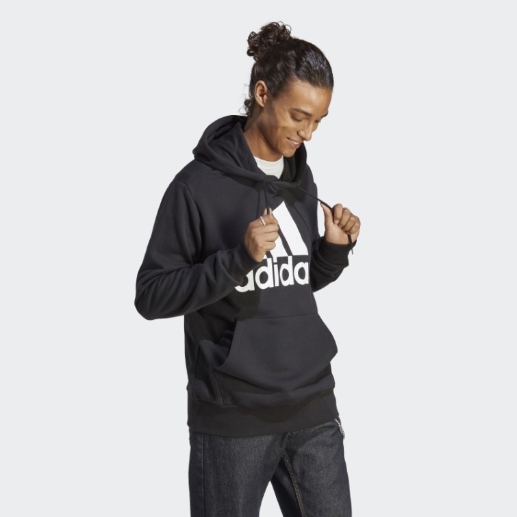 Adidas Essentials French Terry Gros Logo Sweat à Capuche Noir
