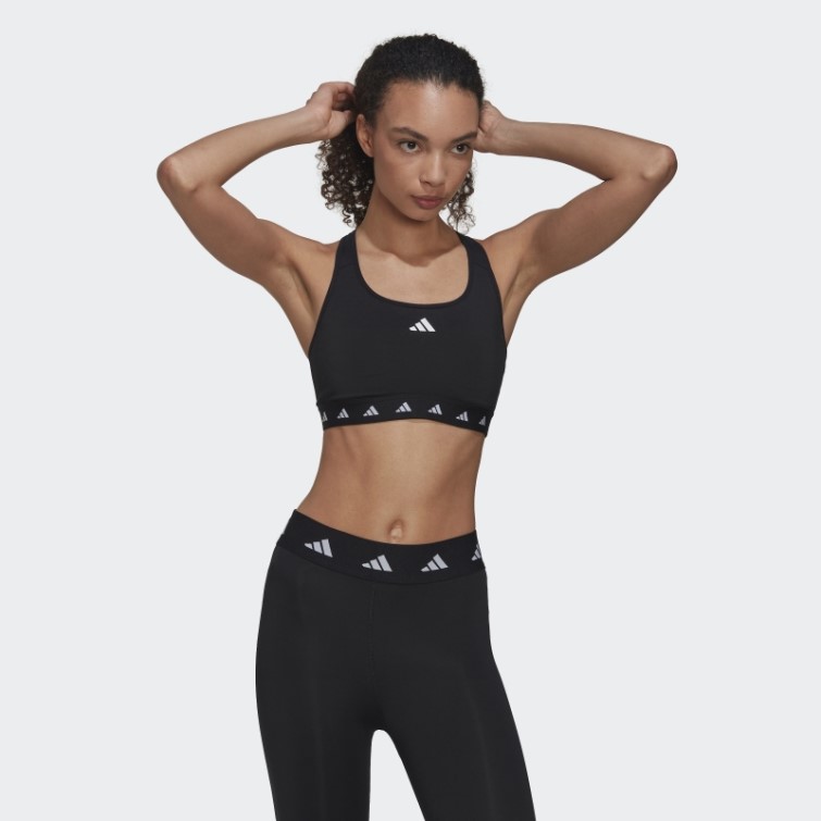 Soutien-gorge Techfit à Maintien Moyen Adidas Powerreact Training Noir Chaud