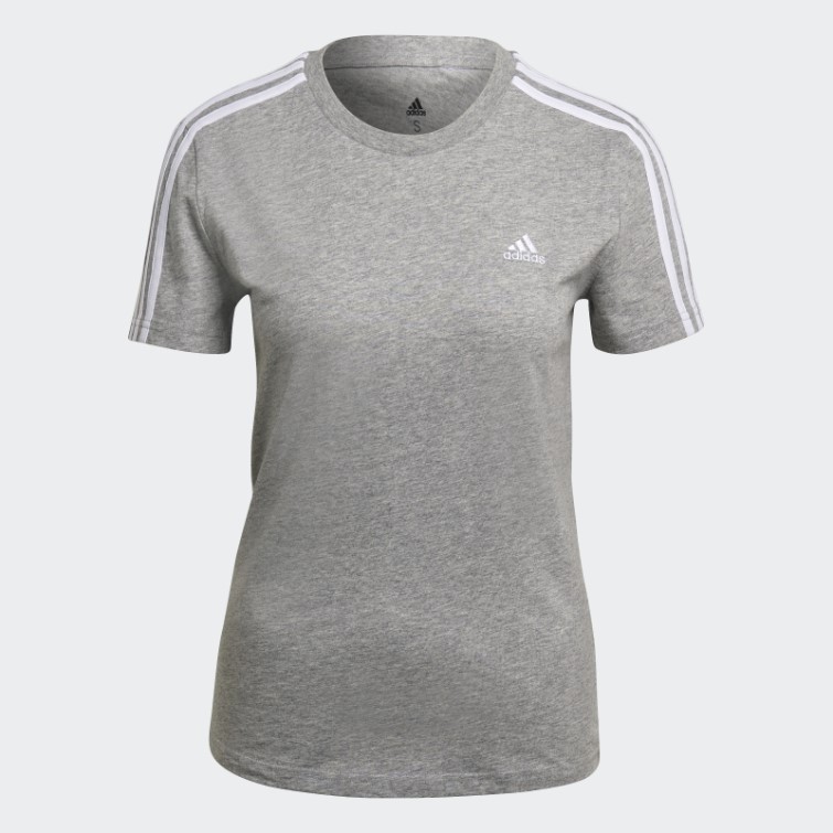 T-shirt Adidas Essentials Slim à 3 Bandes Gris Moyen