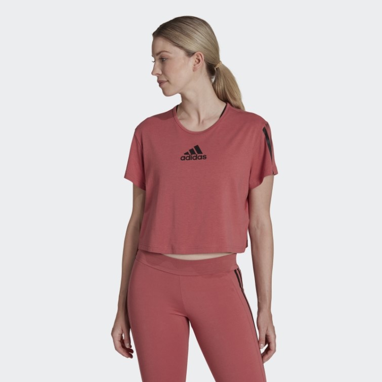 Adidas Aeroready Made For Training Crop Sport Tee Fashion Rouge