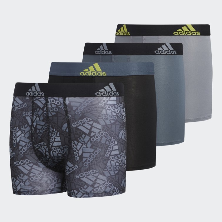 Mode Noir Sport Performance Graphique Boxer Slips 4 Paires Adidas