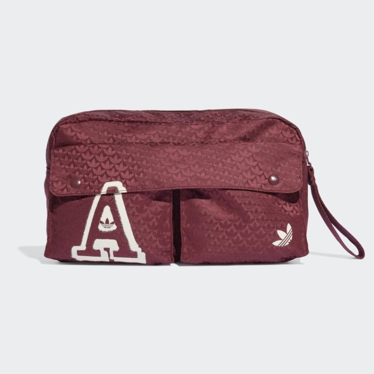 Adidas Rouge Trèfle Jacquard Monogramme Surdimensionné Taille Sac Mode