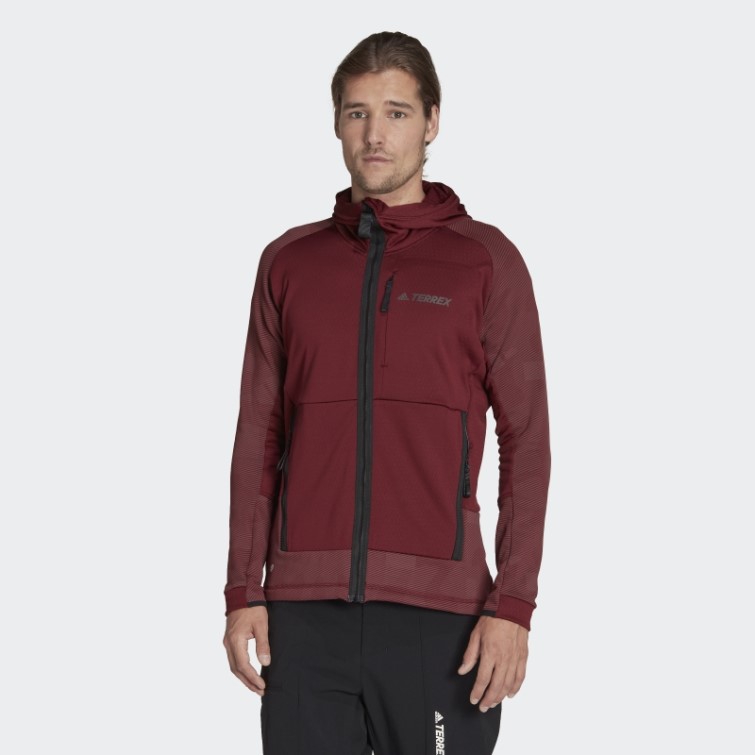 Veste Polaire De Randonnée à Capuche Adidas Terrex Tech Fleece Rouge