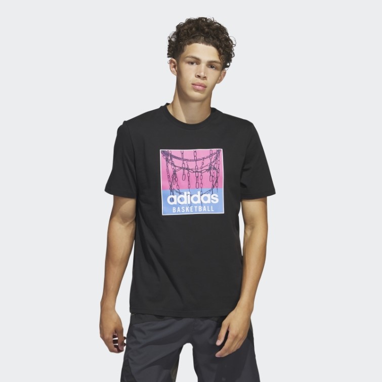 Adidas Chain Net Basketball Graphique Tee Noir