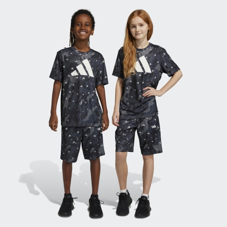 Gris Train Essentials Saisonnier Aeroready Allover Print Short Coupe Classique Adidas