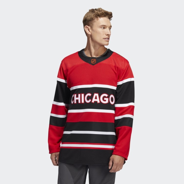 Adidas Blackhawks Authentique Reverse Retro Wordmark Maillot Rouge